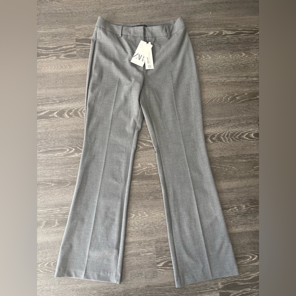Zara Elegant Gray Wide-Leg Pants